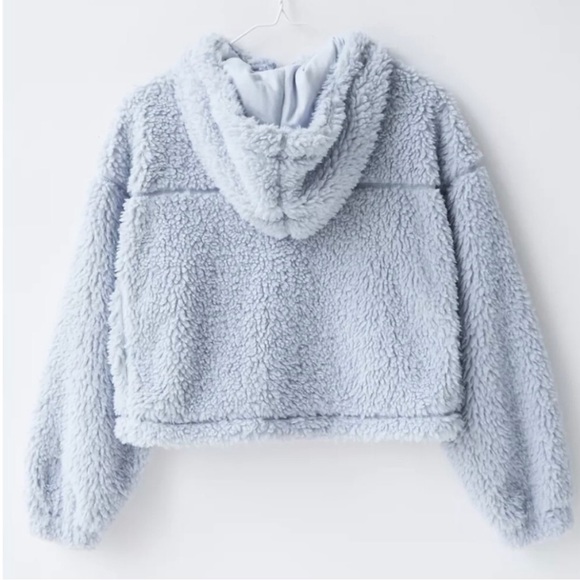Urban Outfitters BDG Hooded Cropped Teddy Jacket in Light Blue - Picture 8 of 8